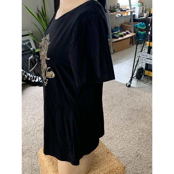 Nicole by Nicole Miller black graphic tshirt sz XL - Picture 4 of 5